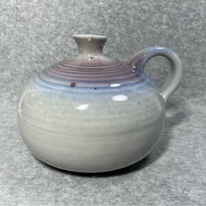 Studio Art Pottery Vase Signed Glazed Stoneware w Handle Pitcher Boho Signed‎